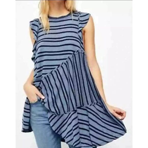 Free People Between The Lines Striped Tunic Tank Dress Sz. L NWT - Picture 3 of 9